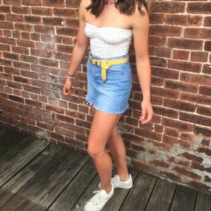 Strapless twist front body suit star print